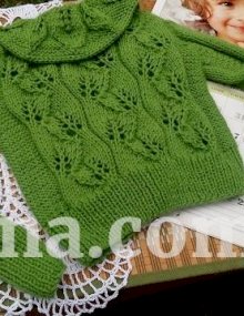 Кофточка спицами для детей "Листья"