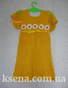 Детское платье крючком "Белая Ромашка"