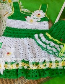 Панамка и платье крючком "Ромашка"
