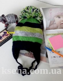 Шапка "Полосатик с большим бубоном" 